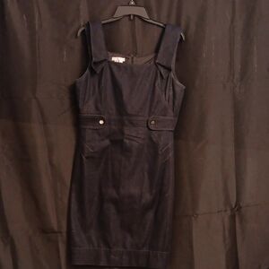 London Times Dark Blue Asymmetrical Dress